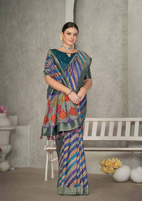 Thumbnail for Blue Rangkat Tussar Silk Woven Design Saree with Unstitched Blouse - Mohmanthan Eshani - Distacart
