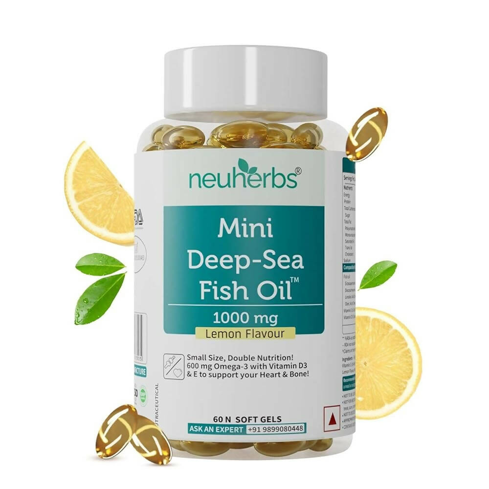 Neuherbs Mini Deep Sea Omega 3 Fish Oil 1000 mg Soft Gels - Lemon Flavor - Distacart