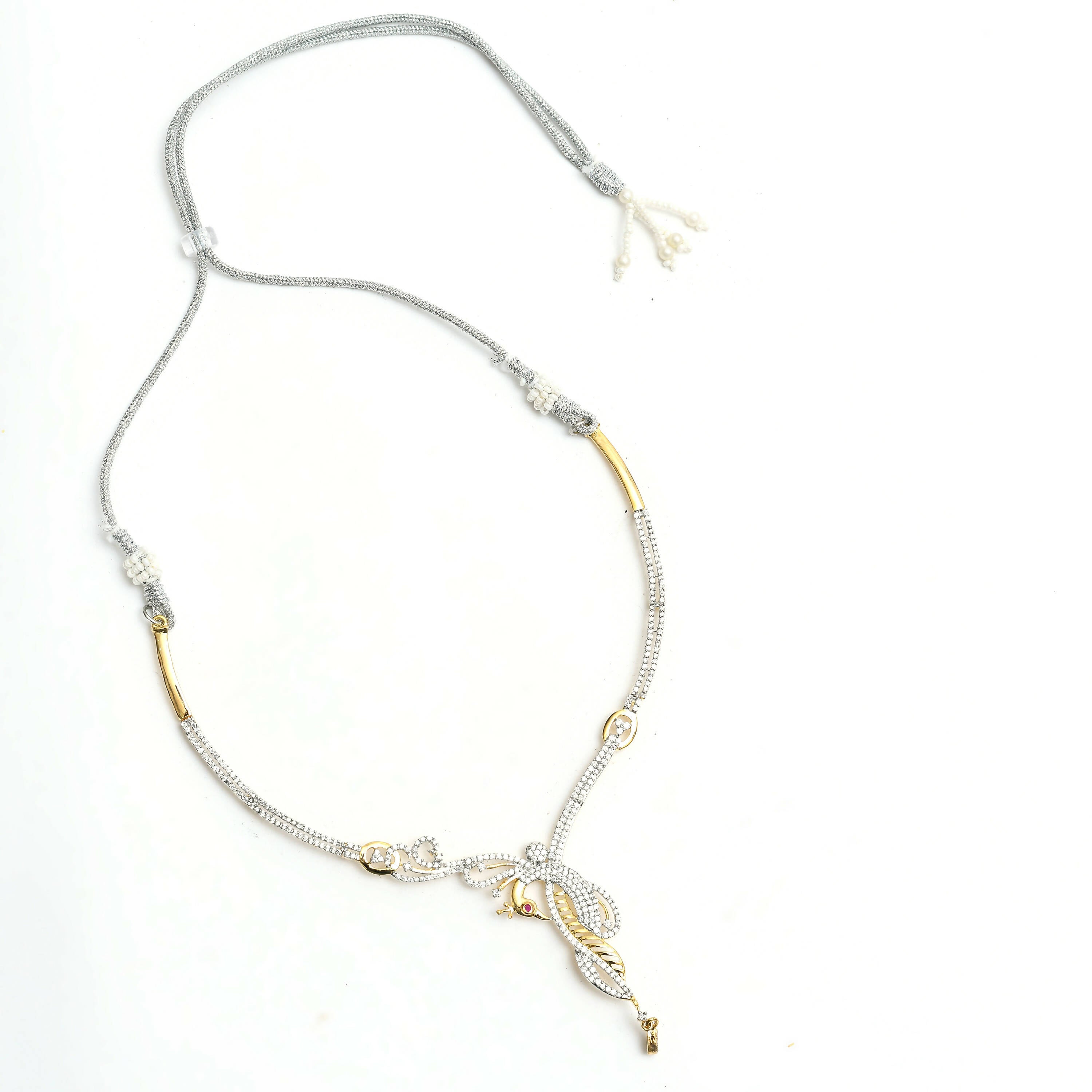 Mominos Fashion Johar Kamal Silver-Plated American Diamond Choker Set - Distacart