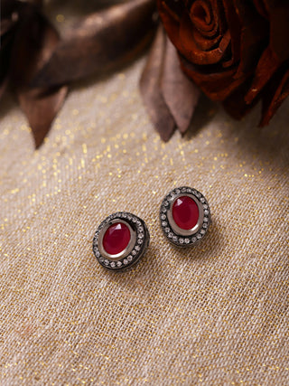 Pink Circular Studs Earrings - Ruby Raang - Distacart