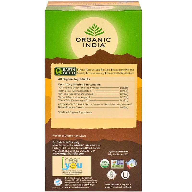Organic India Tulsi Honey Chamomile 25 Tea Bags - Distacart