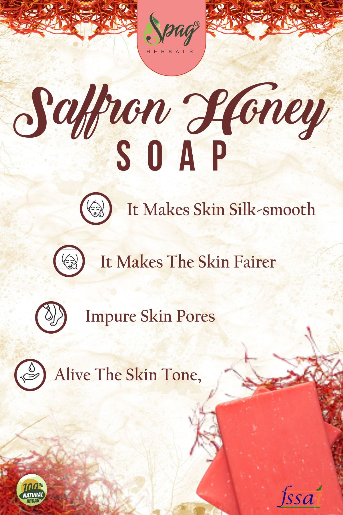 Spag Herbals Saffron Honey Handmade Soap - Distacart
