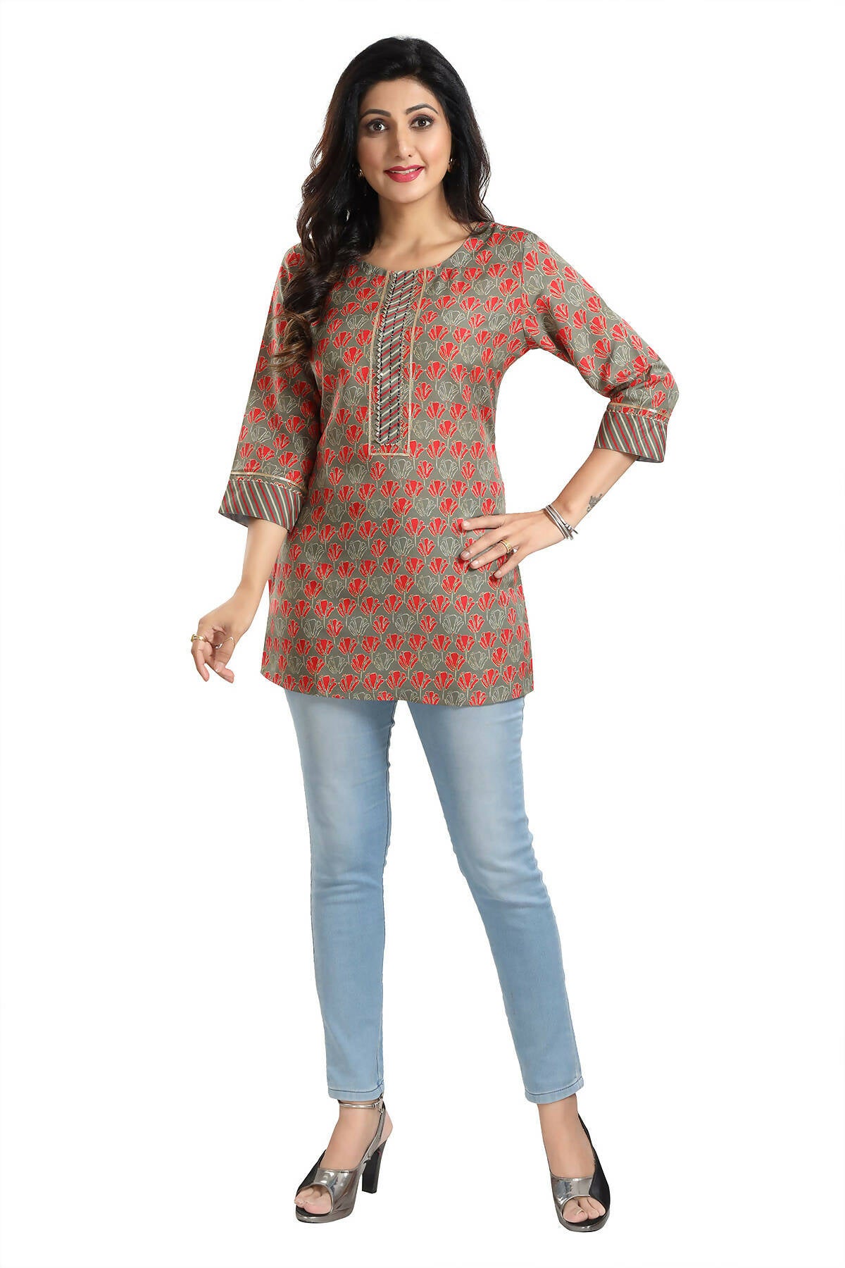 Snehal Creations Pleasant Pista Green Rayon Short Kurti Tunic Top - Distacart