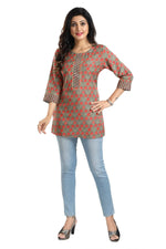 Thumbnail for Snehal Creations Pleasant Pista Green Rayon Short Kurti Tunic Top - Distacart