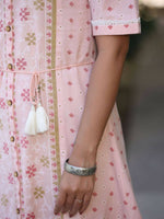 Thumbnail for Juniper Women's Pink Cotton Printed Embroidered Flared Dress - Distacart