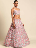 Thumbnail for House of Panchhi Pink Net Sequins, Mirror and thread embroidery Lehenga choli & Dupatta - Distacart