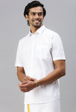 Thumbnail for Ramraj Cotton Mens Half Sleeve White Shirt Plus Size - Breeze Cotton - Distacart