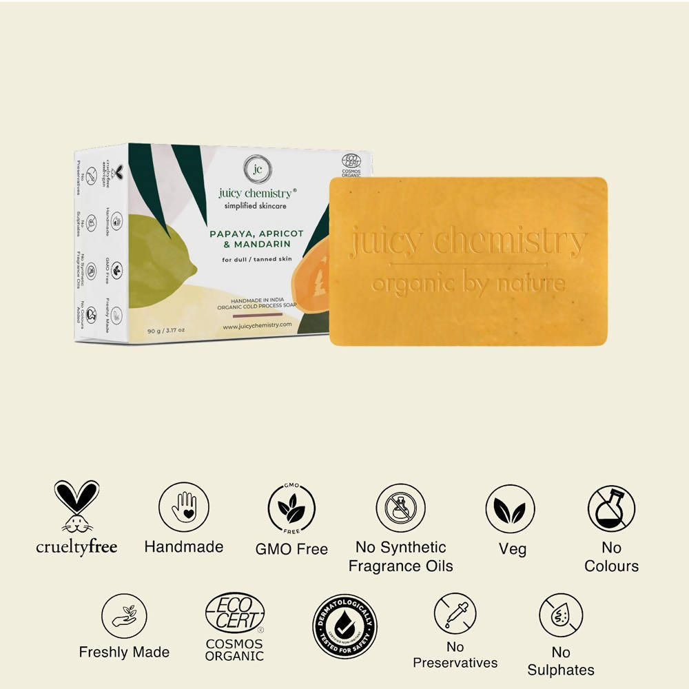 Juicy Chemistry Papaya, Apricot & Mandarin Soap For Dull & Tanned Skin - Distacart