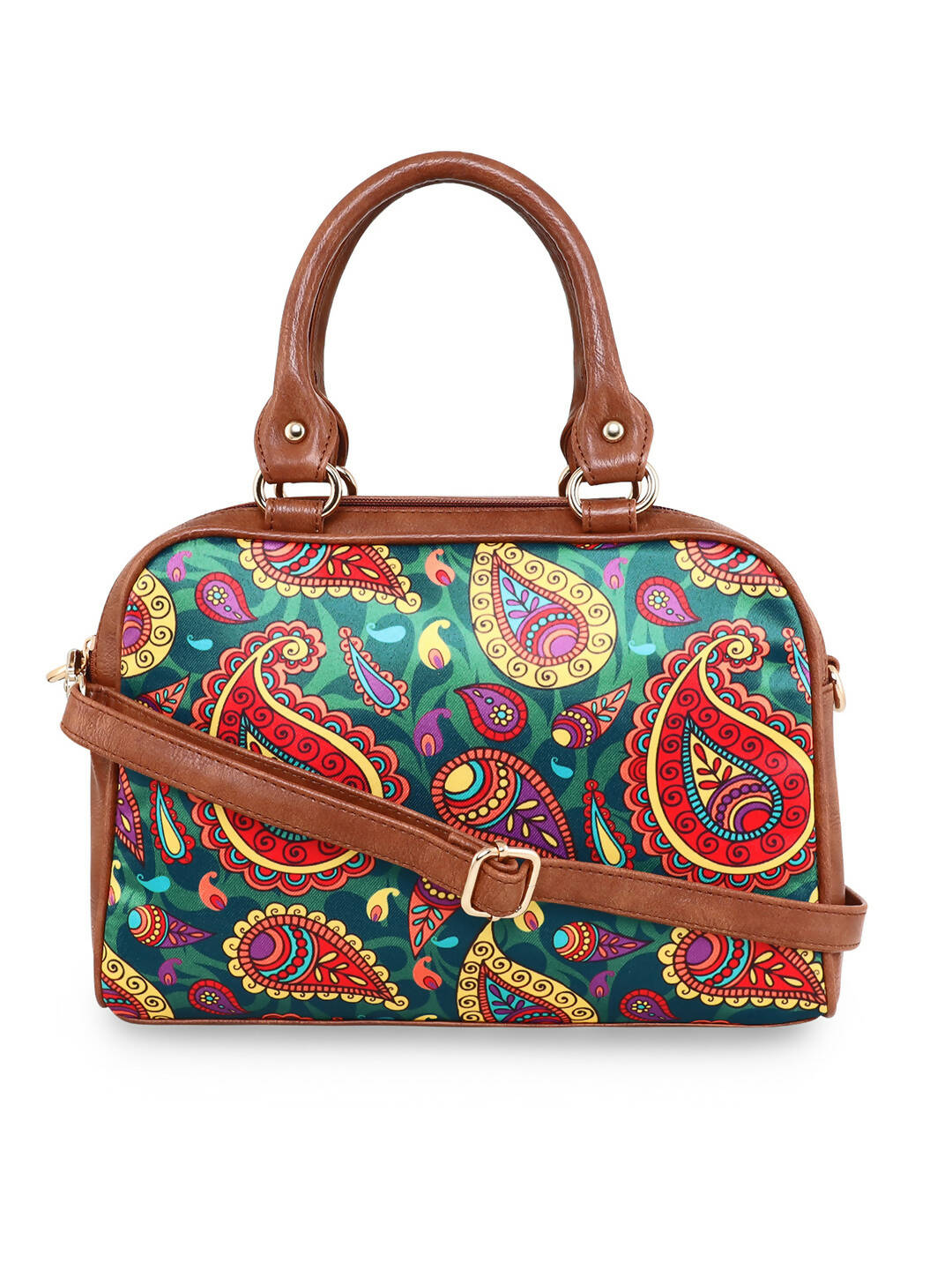 Sabhyata Paisley - Satin Handbag With Detachable Sling 2 - Distacart