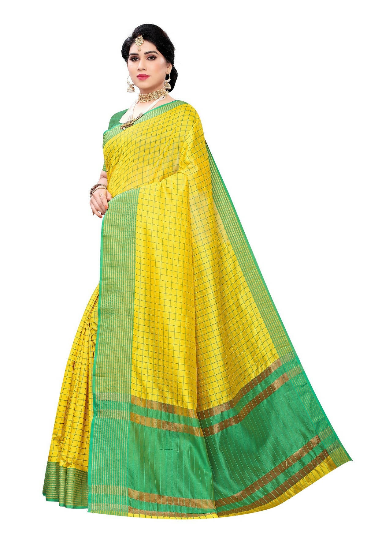 Vamika Yellow Cotton Silk Weaving Saree (Manipuri Yellow) - Distacart