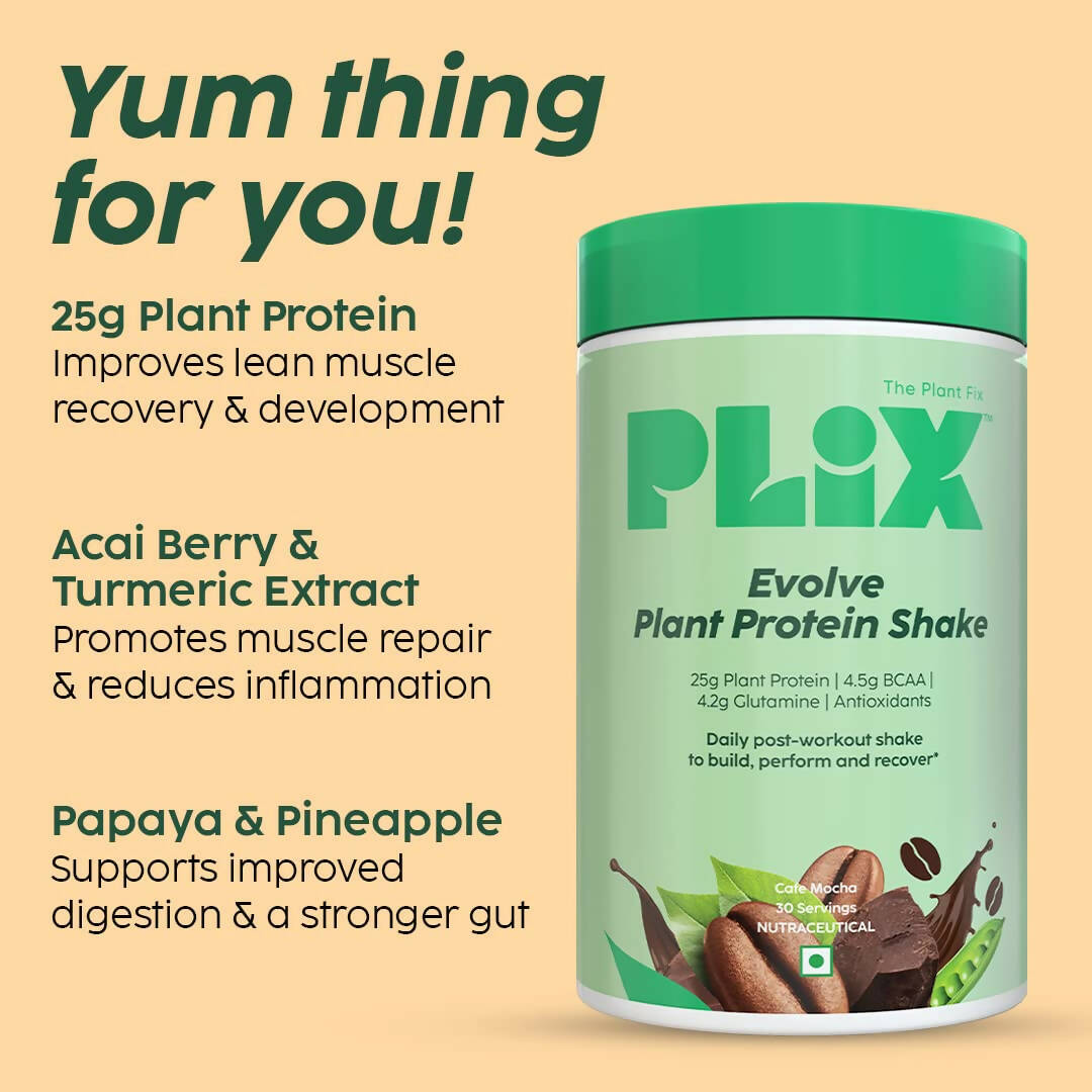 PLIX The Plant Fix Evolve Plant Protein Shake Powder - Cafe Mocha - Distacart