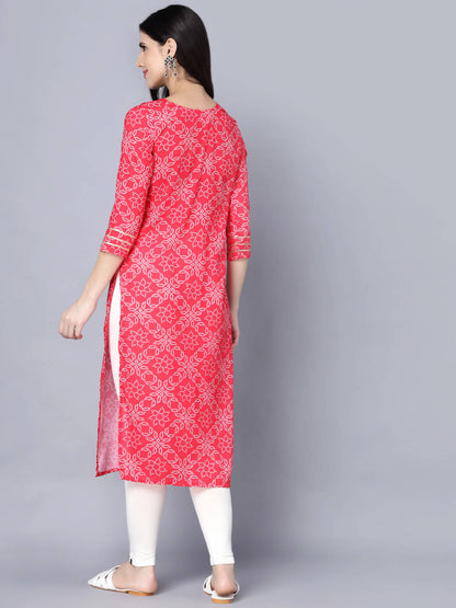 Myshka Women Pink Floral Printed Kurta - Distacart