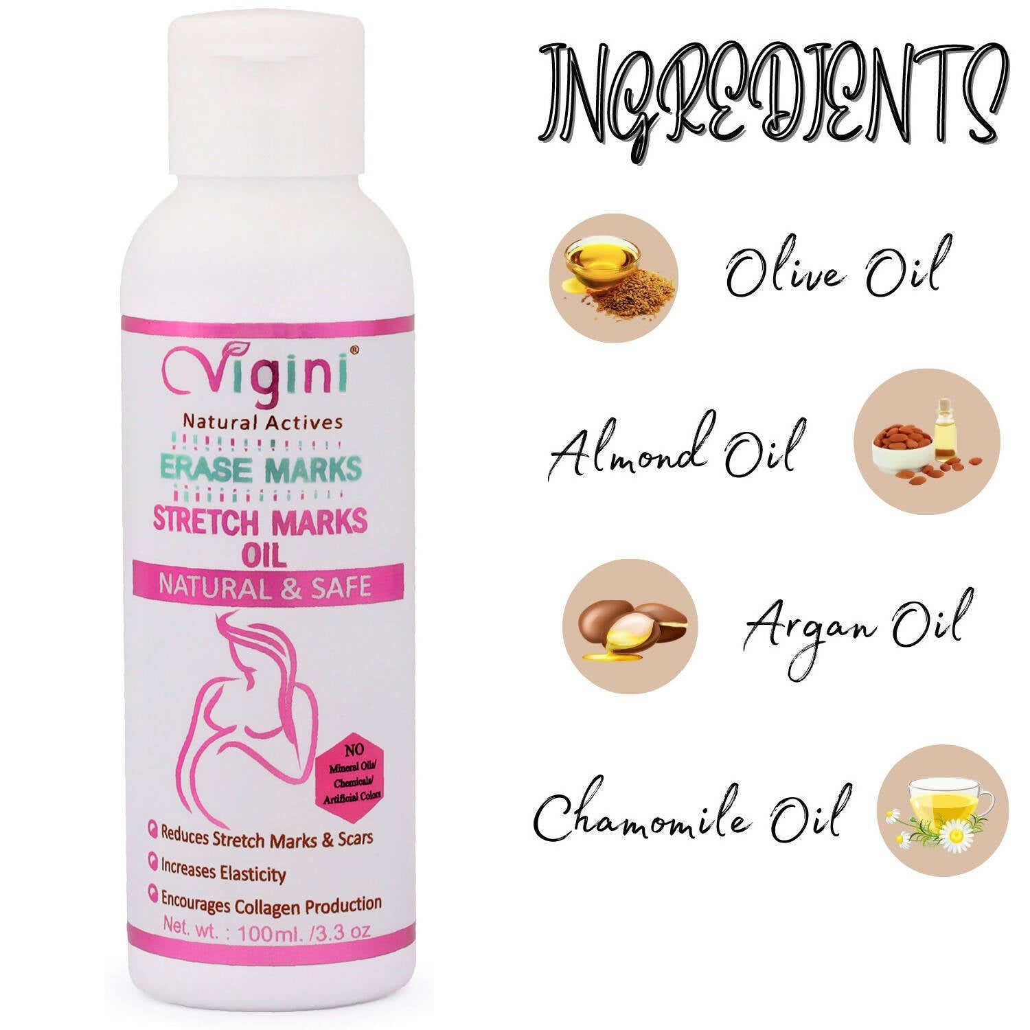 Vigini Natural Actives Stretch Marks Scars Removal Cream Oil - Distacart