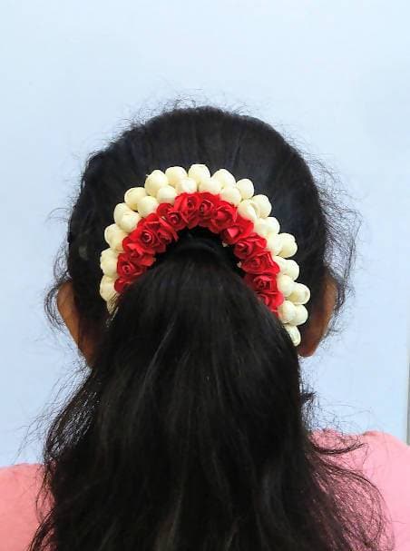 Tiny Souls Flower Fabric Gajra 10inch For Stunning Hairstyles / Hair band /  Hair Braid for Bharathanatyam and