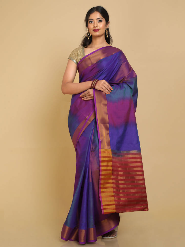 Kalamandir Ikkat Print Multi Color Uppada Saree With Zari Border