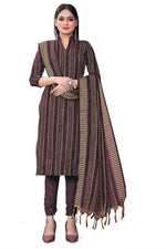 Thumbnail for Purple Cotton Jacquard Woven Unstitched Dress Material - Tanvi - Distacart