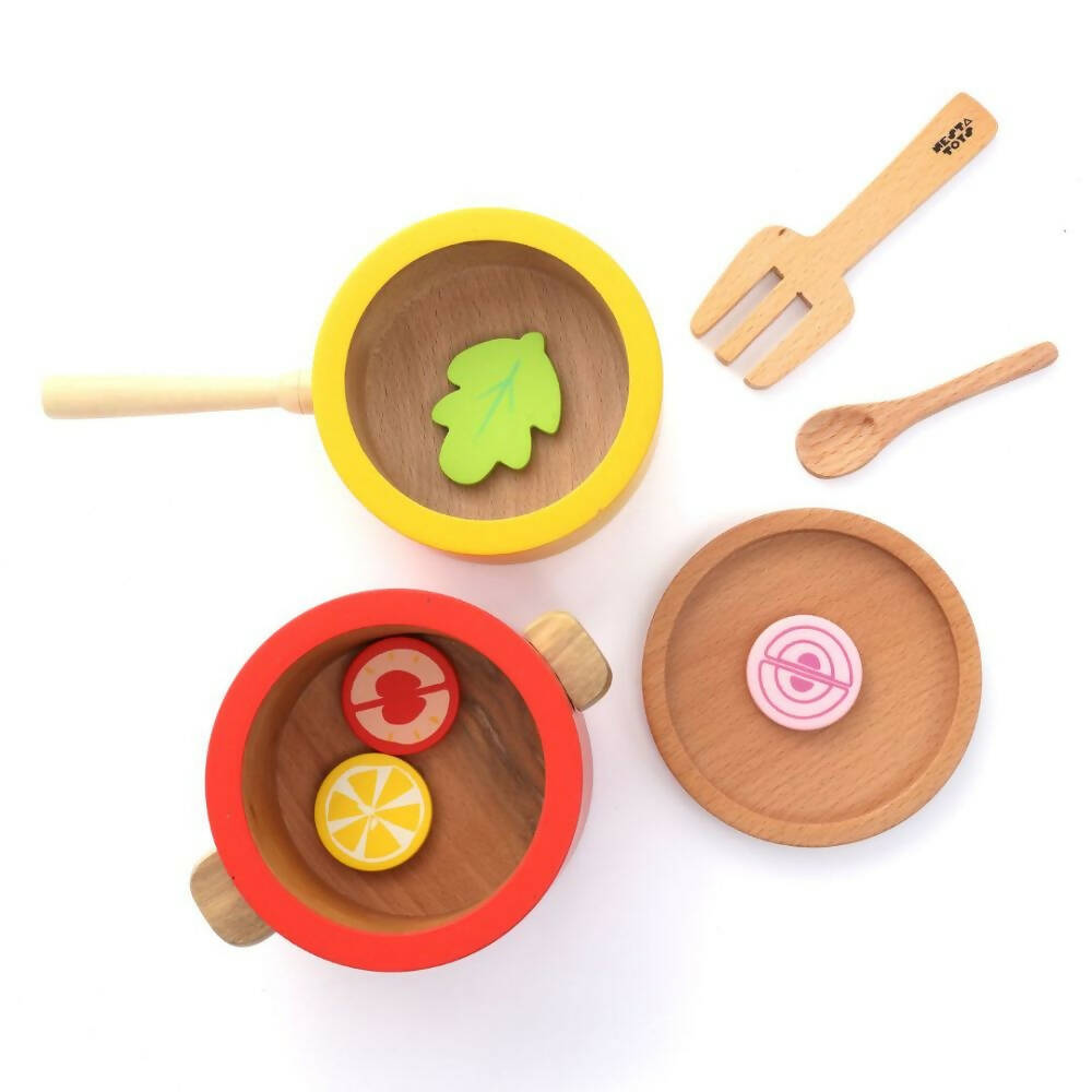 Nesta Toys Kitchen Play Set | Beech Wood Cooking Set - Distacart