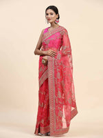 Thumbnail for Vamsee Pink Organza Saree - Distacart