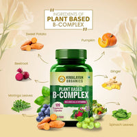 Thumbnail for Plant Based B-Complex Includes All B-Vitamins Whole Food: 120 Vegetarian Capsules