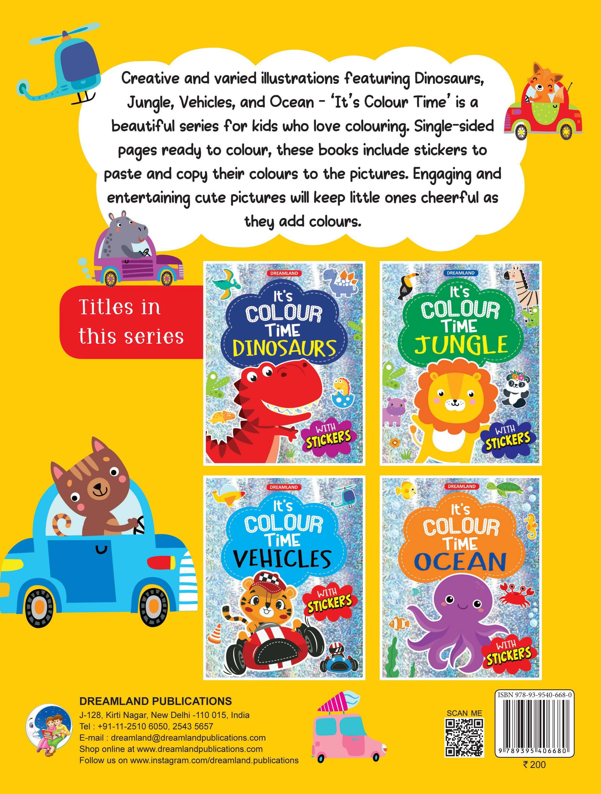 Dreamland Vehicles- It's Colour time with Stickers : Children Drawing, Painting & Colouring Book - Distacart
