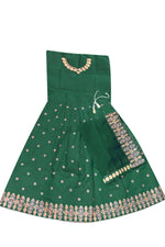 Thumbnail for Dwiden Green Queen Tafetta Sattin Semi-Stitched Girl's Lehenga Choli - Distacart