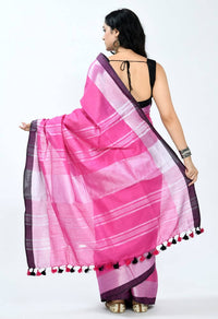 Thumbnail for Mominos Fashion Moeza Bhagalpuri Handloom Silk Pink Saree