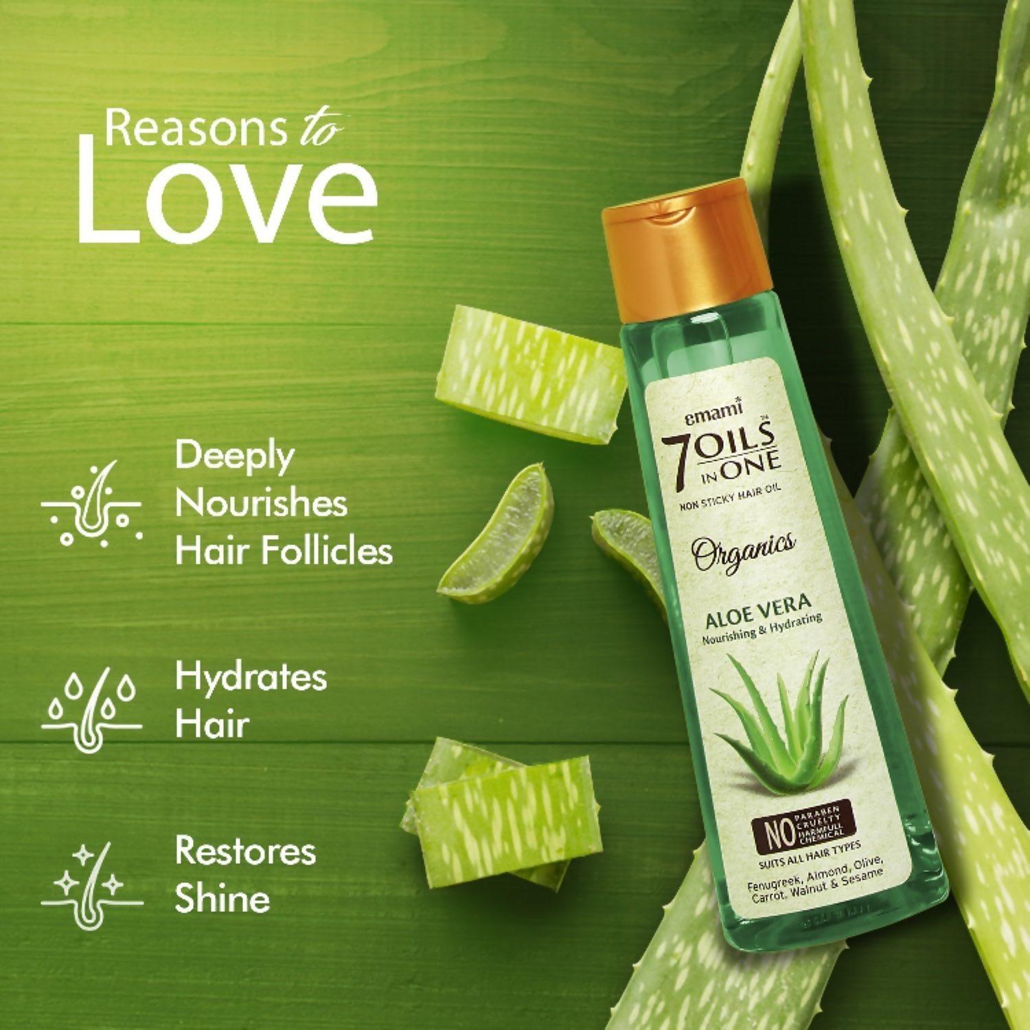 Emami 7 Oils In One Organics Aloe Vera Hair Oil - Distacart
