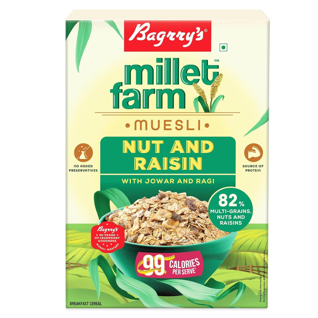 Bagrry's Millet Farm Nut & Raisin Muesli with Jowar and Ragi - Distacart