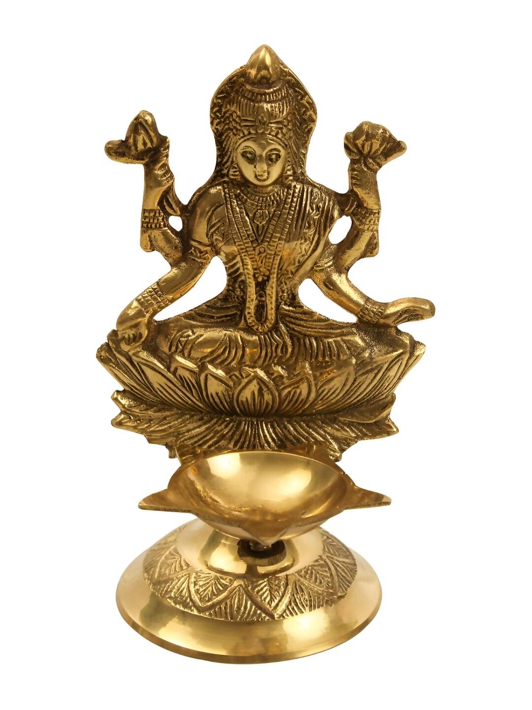 Spillbox Gold-Toned Brass Lakshmi Diya Pooja Essential - Distacart