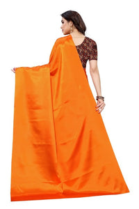 Thumbnail for Vamika Plain Orange Satin Saree (SATIN GLORY ORANGE)