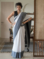 Thumbnail for Suta White Woven Design Cotton Blend Saree - Distacart