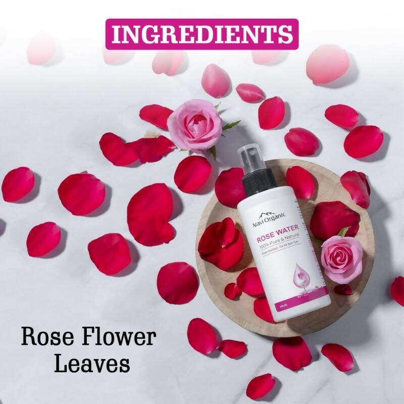 Aravi Organic 100% Steam Distilled Rose Water Face Toner Spray - Distacart