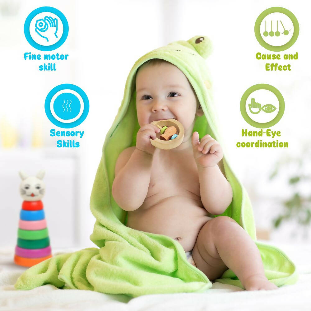 Matoyi Wooden Baby Rattle Cum Teether - Distacart