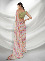 Thumbnail for Pink Georgette Sequence Embroidery Saree With Unstitched Blouse Piece - Rajal - Distacart