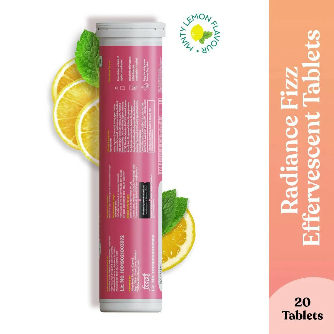 Kapiva Ayurveda Radiance Fizz Happy Skin Effervescent Tablets - Minty Lemon - Distacart