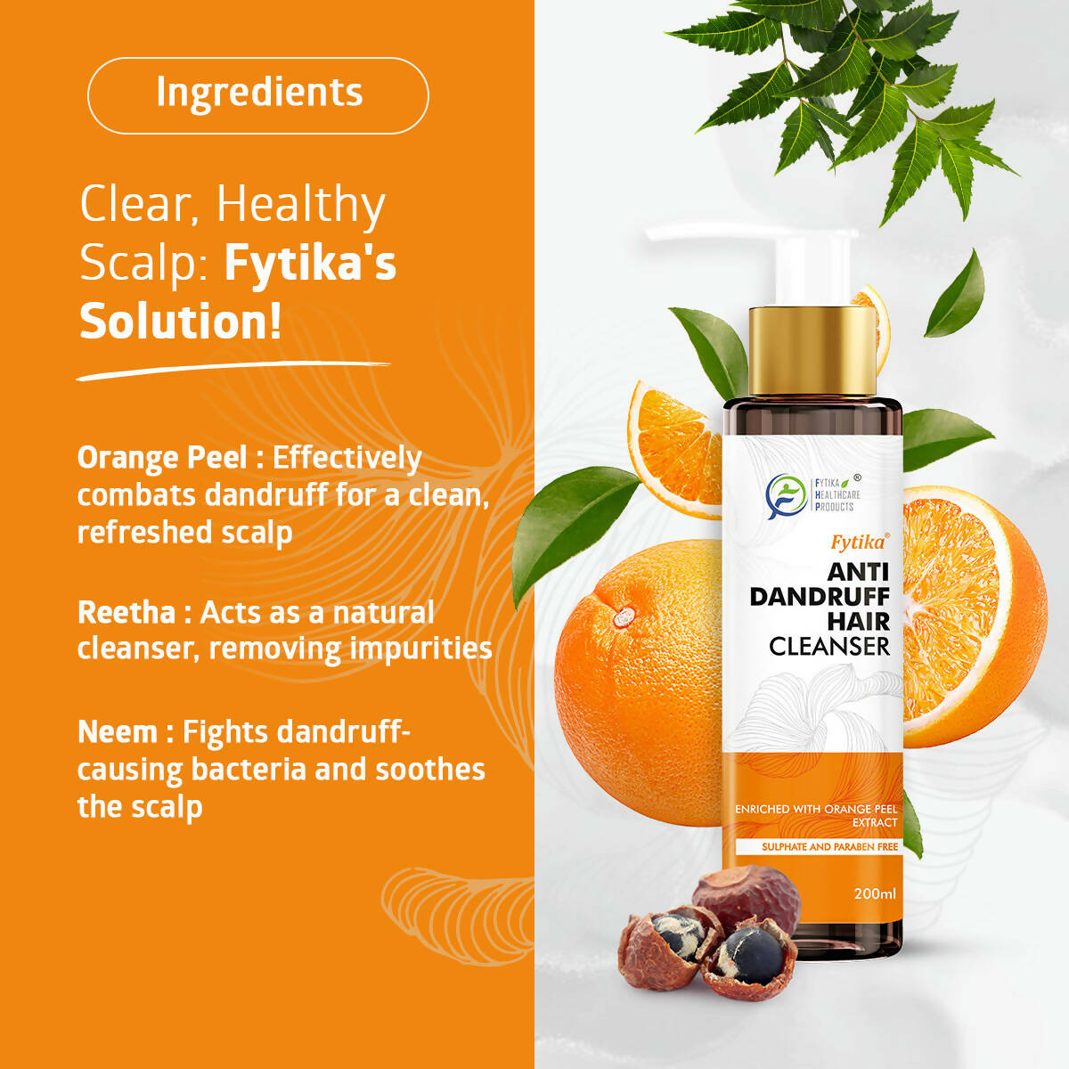Fytika Anti dandruff Hair Cleanser with Orange Peel Extract - Distacart