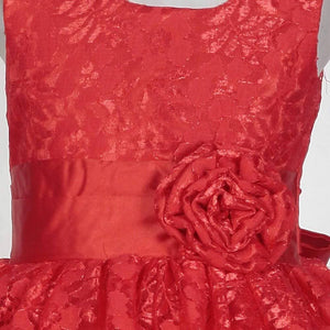 Asmaani Baby Girl's Red Colour Satin A-Line Maxi Full Length Dress (AS-DRESS_22109) - Distacart