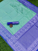 Thumbnail for DEIANA'S Beautiful Golden Jari with New Design Soft Lichi Silk Saree - Sky - Distacart