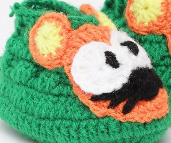 Chutput Kids Woollen Hand Knitted Mouse Detailed Booties - Green - Distacart