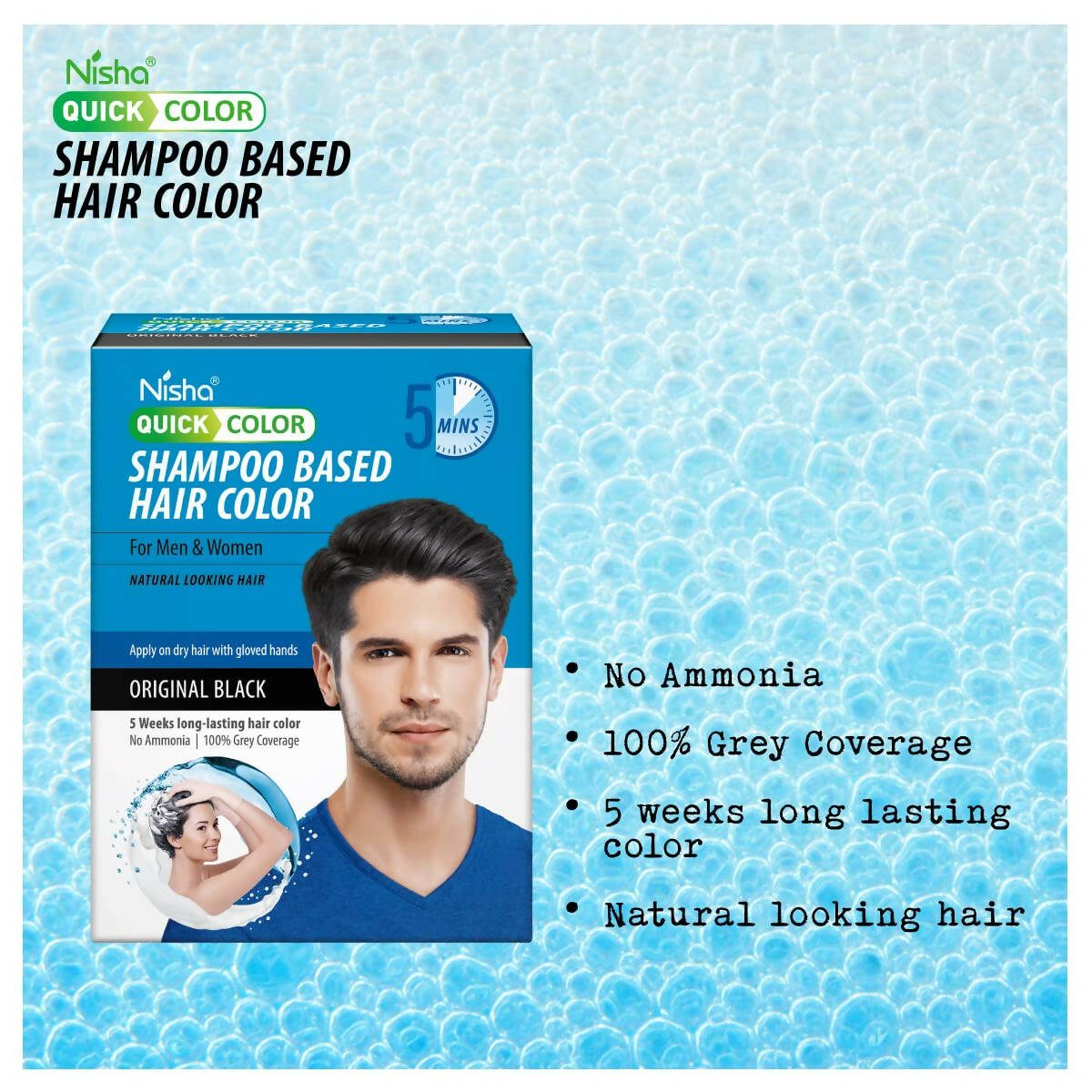Nisha Quick 5 Minutes Shampoo Based Hair Color Black - Distacart