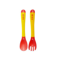 Thumbnail for Safe-O-Kid Heat Sensitive 4 Spoons 4 Forks Set, Bpa Free, Silicone Tip, Red And Yellow - Distacart