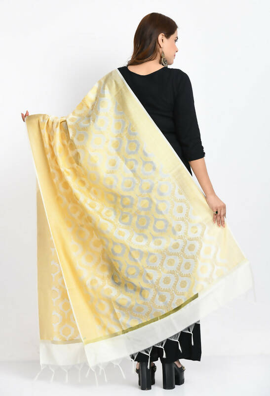 Mominos Fashion Moeza Women's Banarsi Silk All Over Woven Design Orange Dupatta - Distacart