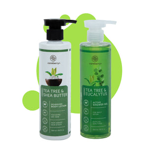 Careberry Organic Tea Tree & Eucalyptus Oil Shower Gel And Tea Tree Oil & Shea Butter Body Lotion - Distacart