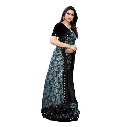 Black Lycra Designer Saree