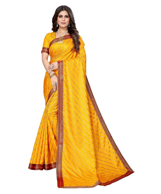 Vamika Dola Silk Yellow Lace Border Bollywood Style Saree (SUCHI YELLOW) - Distacart