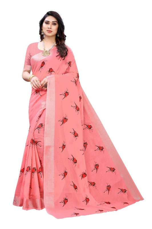 Vamika Peach Chanderi Designer Saree (SERIN PEACH)	