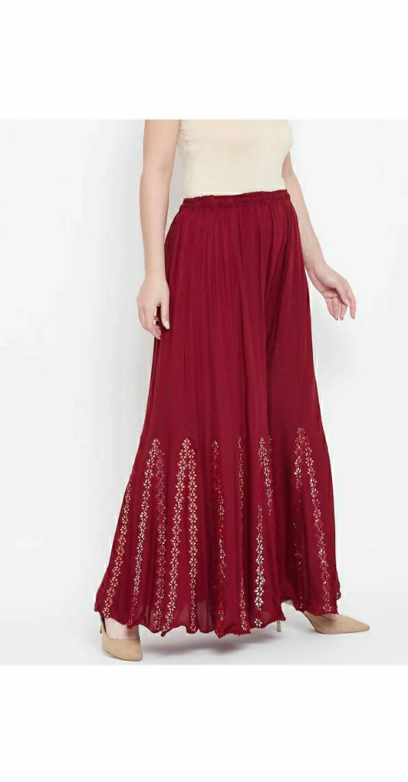 Mominos Fashion Maroon Mirror Palazzo