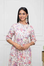 Thumbnail for Myshka Women Cotton A-Line Round Neck Multi Floral Kurtas - Distacart
