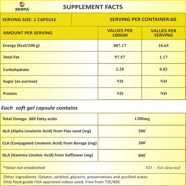 Sewfa Naturals Omega - 369 Capsules - Distacart