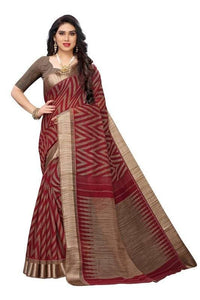 Thumbnail for Vamika Red Linen Designer Saree (BEE RED)